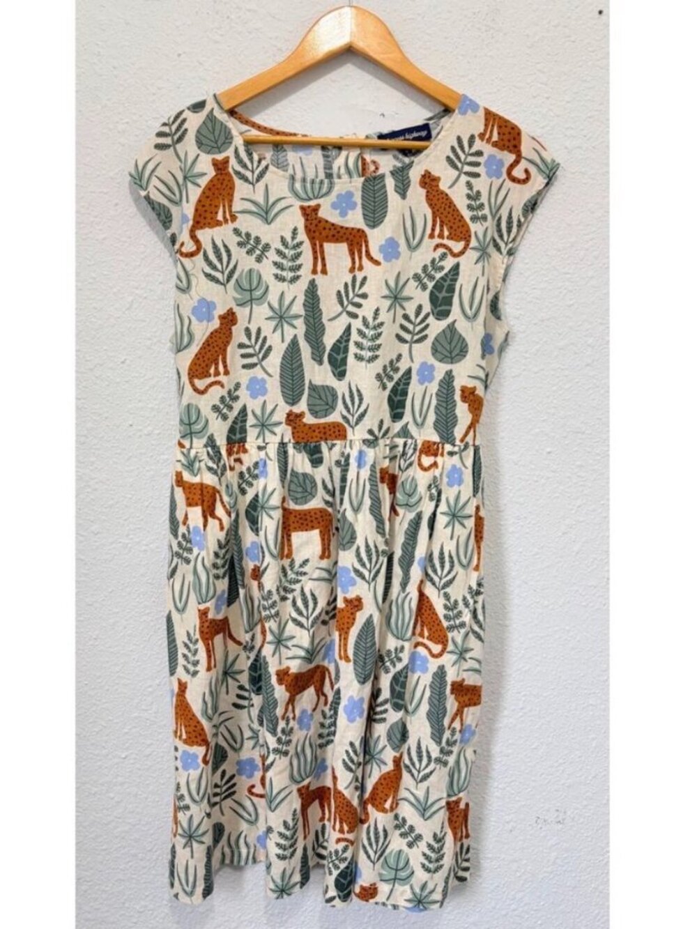 Princess Highway Linen Blend Cheetah Dress Funky Novelty Print Boho